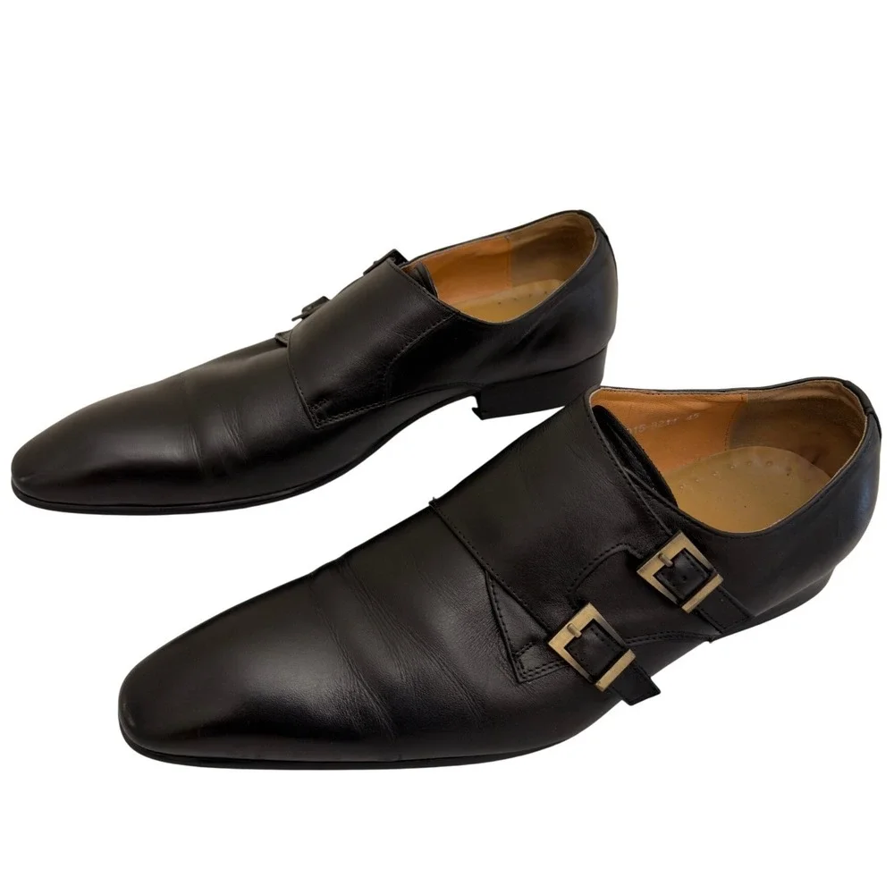 Unbranded Double Monk Strap Dress Shoes Mens 45 Black Excellent Leather Loafers
